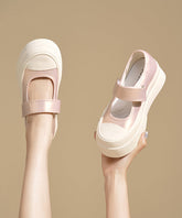 Zapatos planos con plataforma y correa de hebilla rosa informales